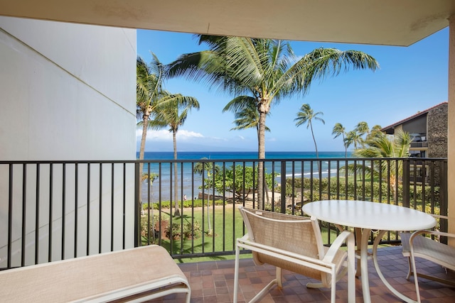 balcony with a water view