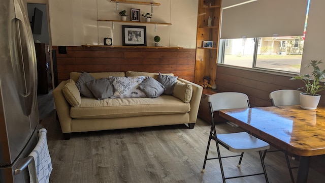 living room with hardwood / wood-style floors