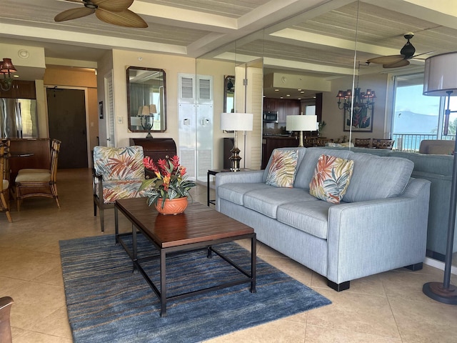 2481 Kaanapali Pkwy Unit 101A, Lahaina, HI 96761 - living room featuring ceiling fan and light tile patterned flooring