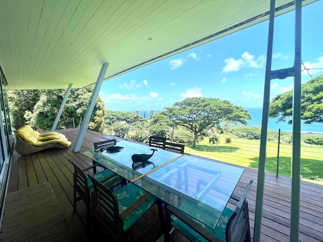 deck with a water view