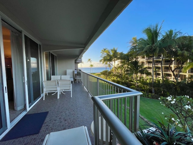 balcony with a water view