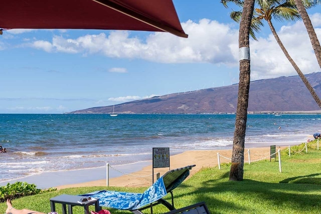 73 N Kihei Rd Unit 306, Kihei, HI 96753 - water view with local beach and a mountain backdrop
