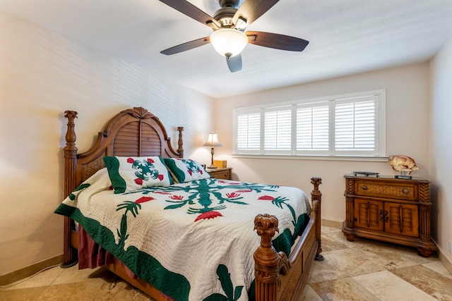 bedroom featuring ceiling fan