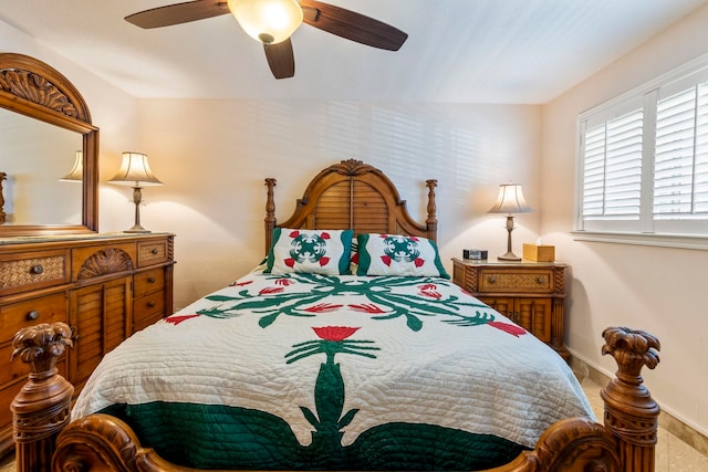 bedroom featuring ceiling fan