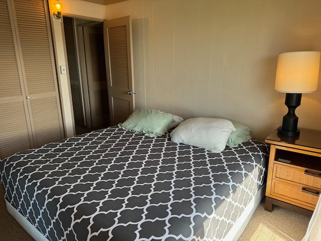 carpeted bedroom featuring a closet