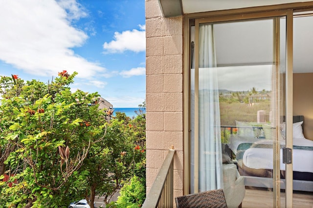 balcony with a water view