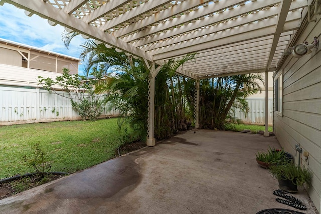 view of patio / terrace featuring a pergola