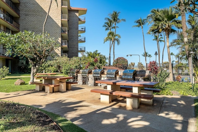 view of property's community with an outdoor kitchen