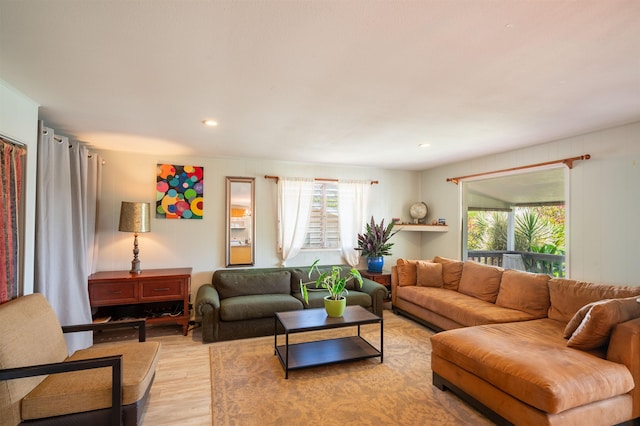 250 Kahiko St, Paia, HI 96779 - living area featuring light wood-type flooring, plenty of natural light, and recessed lighting