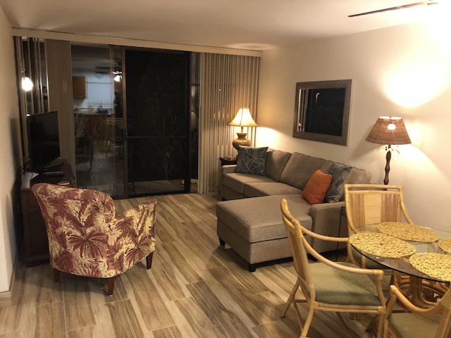 living room with hardwood / wood-style floors