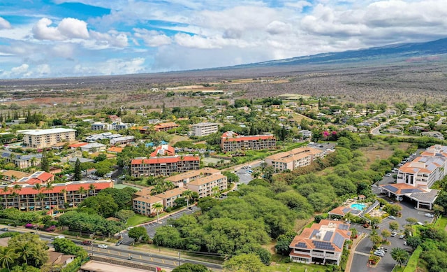 bird's eye view with a mountain view