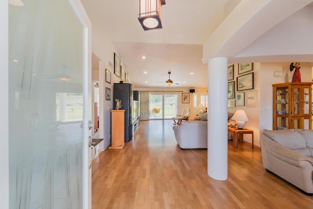 living room featuring light wood-type flooring