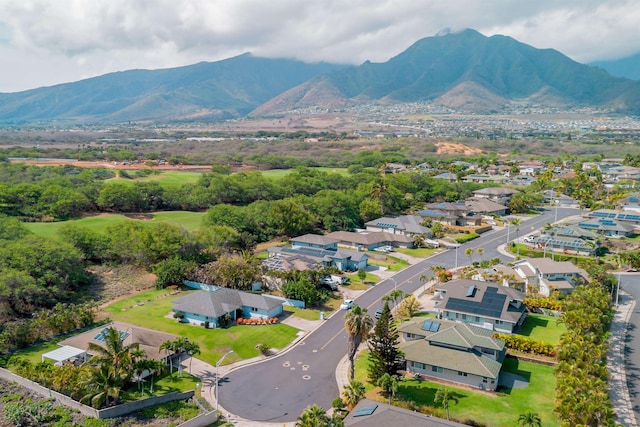 bird's eye view with a mountain view