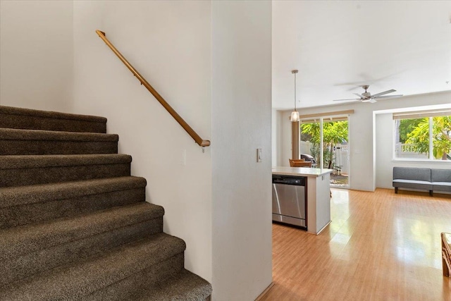 31 E Kuu Aku Ln Unit 206, Lahaina, HI 96761 - stairway featuring wood finished floors and ceiling fan