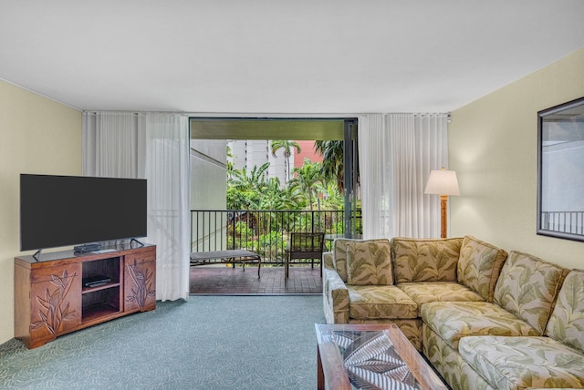 living area with carpet floors