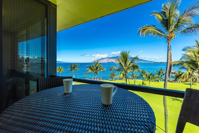 exterior space featuring a water view