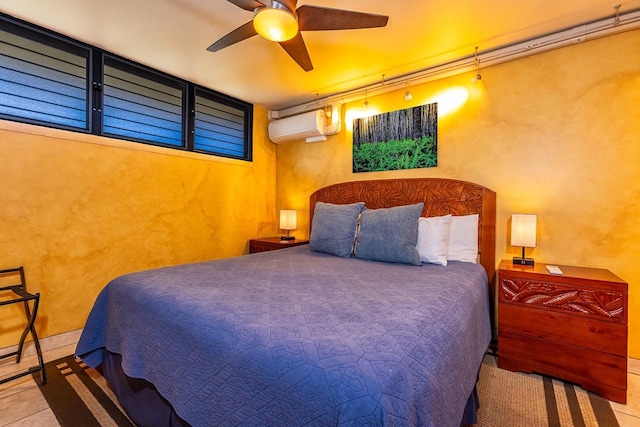 bedroom with a wall mounted AC