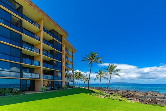 view of community featuring a water view