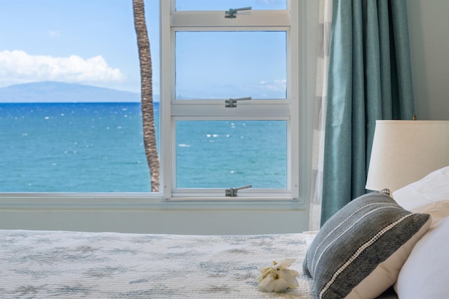 2430 S Kihei Rd Unit 411, Kihei, HI 96753 - bedroom featuring multiple windows and a water view