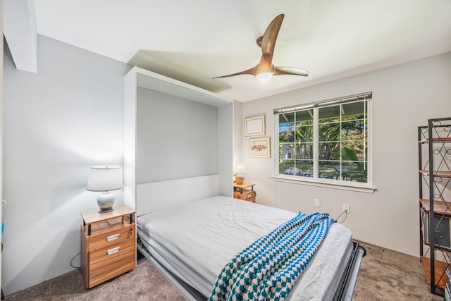 bedroom with carpet floors and ceiling fan