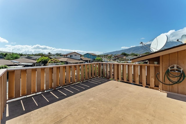 view of patio with a mountain view