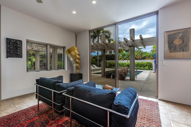 view of tiled living room