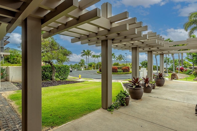 view of patio / terrace featuring a pergola