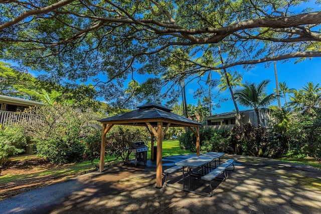 view of patio / terrace with a gazebo and grilling area