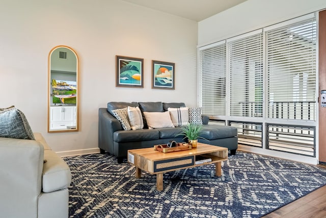 living room featuring hardwood / wood-style flooring