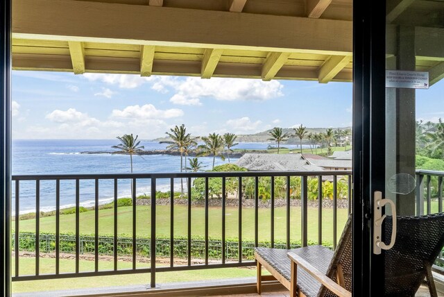 balcony with a water view