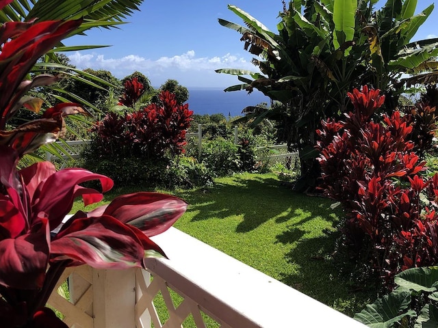 view of yard featuring a water view