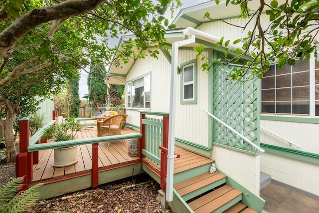 wooden deck featuring fence