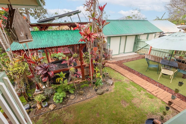 view of yard featuring a patio area and fence