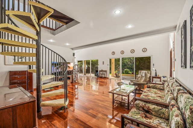 living room with wood-type flooring