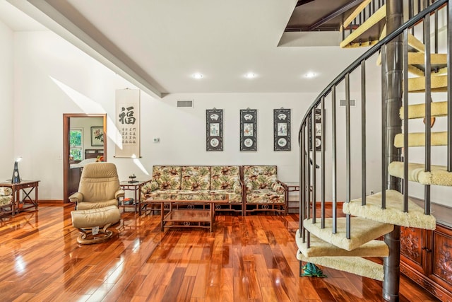 living room featuring wood-type flooring