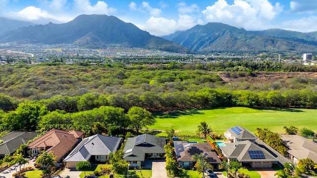 aerial view featuring a mountain view