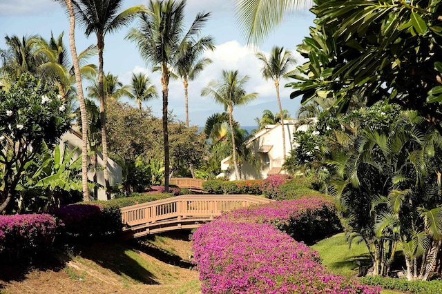 view of property's community featuring a wooden deck