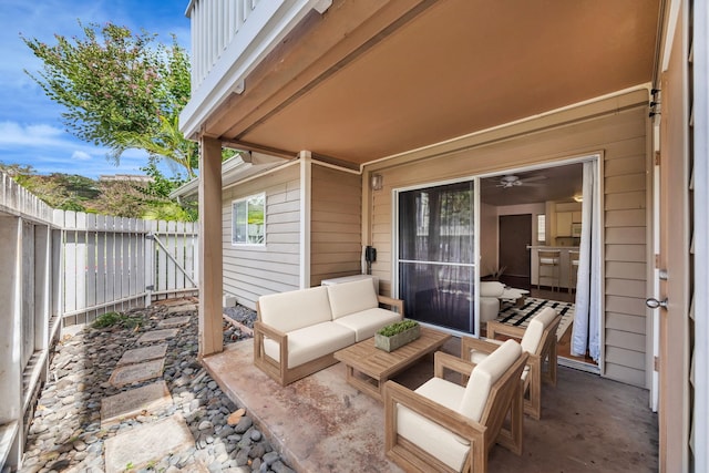 36 Kunihi Ln Unit 213, Kahului, HI 96732 - view of patio with an outdoor hangout area and fence