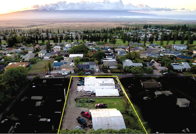 view of aerial view at dusk