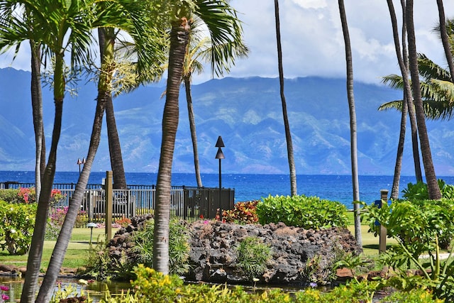 mountain view with a water view