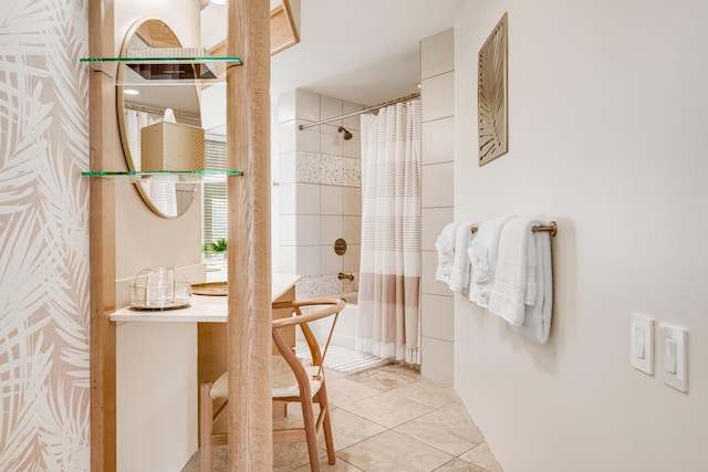 3200 Wailea Alanui Dr Unit 2105, Kihei, HI 96753 - full bathroom with a shower with shower curtain and tile patterned flooring