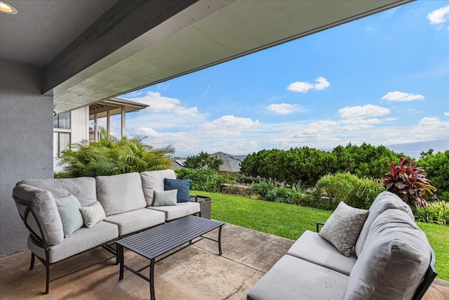 view of patio featuring an outdoor living space