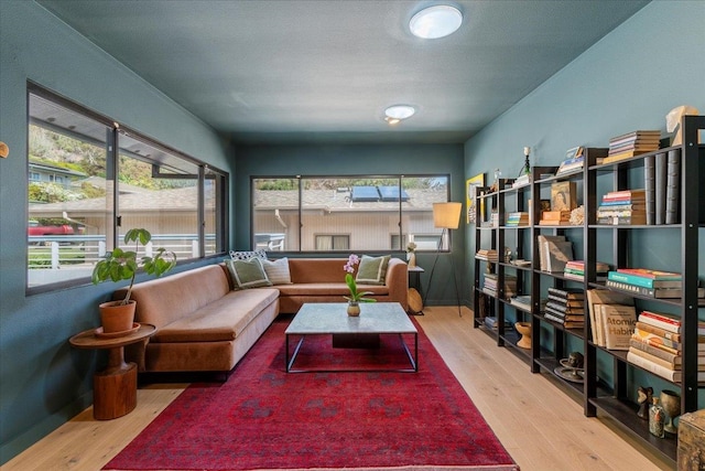 interior space with light hardwood / wood-style flooring