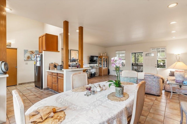 view of tiled dining space