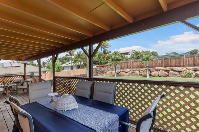 wooden terrace featuring outdoor lounge area