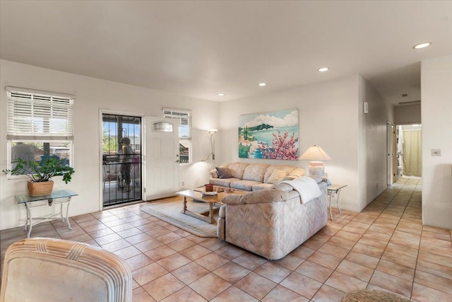 view of tiled living room