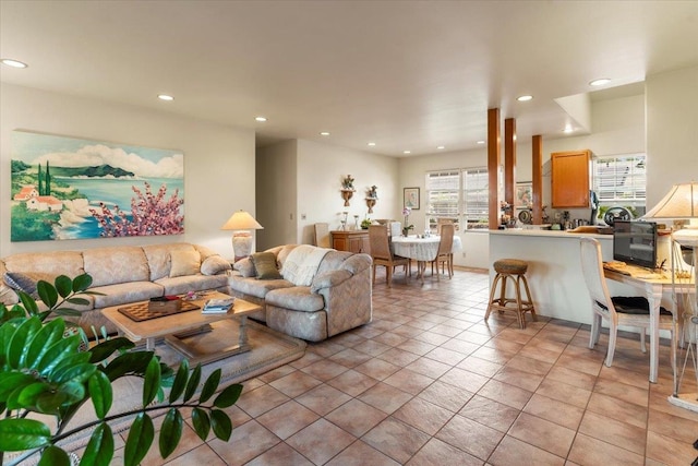 view of tiled living room