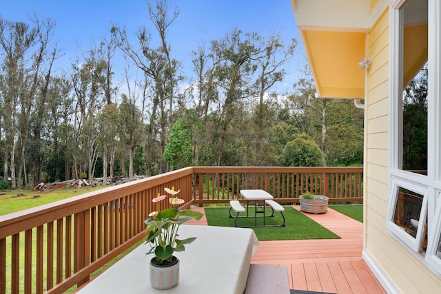 1733 Piiholo Rd, Makawao, HI 96768 - wooden deck featuring a lawn