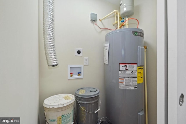 utility room featuring water heater