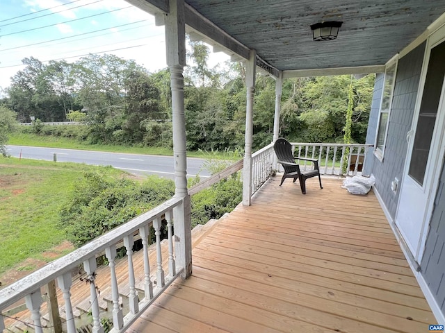 deck featuring covered porch